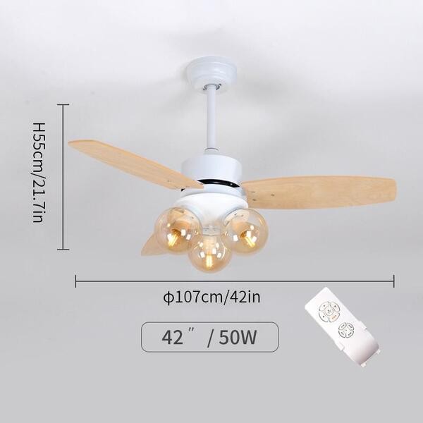 Moderne Houten Glazen Ventilator Plafondlamp HL52
