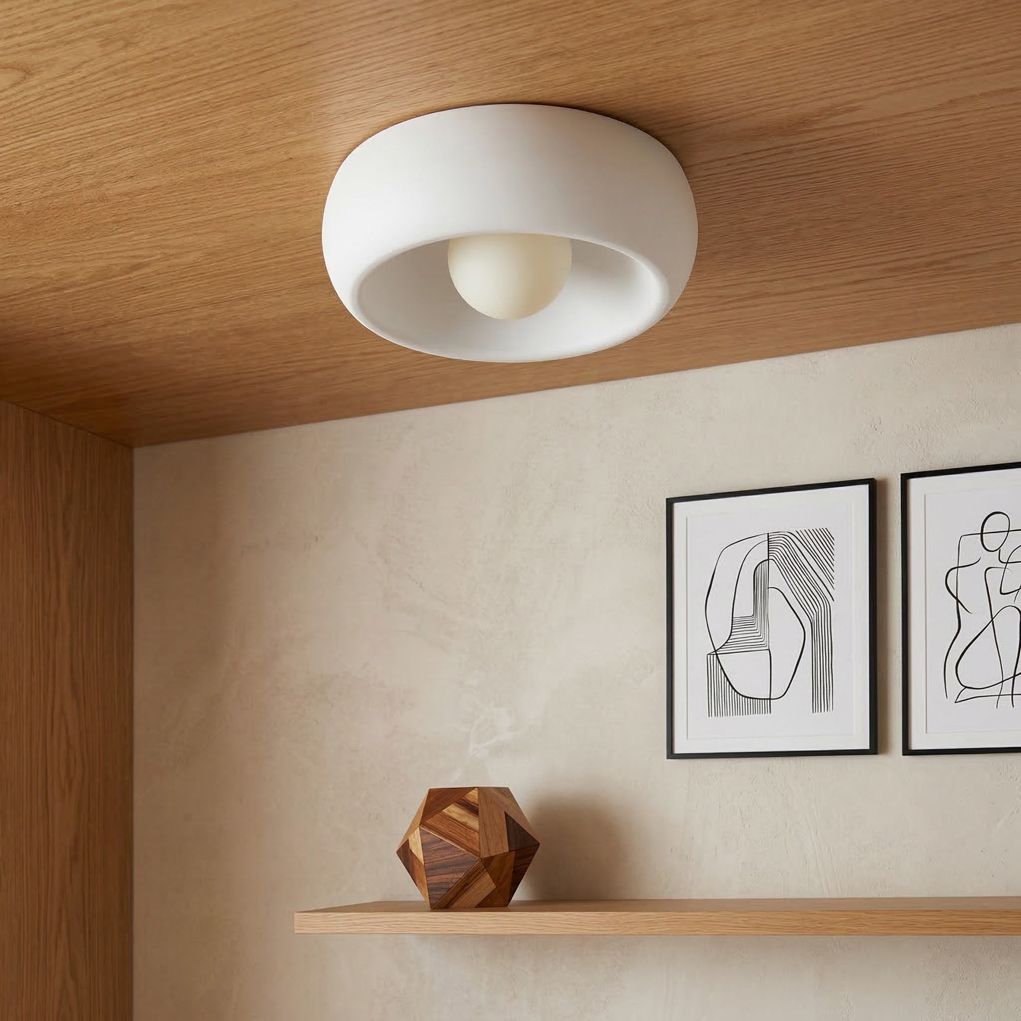 Aurelox ronde plafondlamp met vlakke montage, strak geometrisch ontwerp - moderne binnenverlichting HL2483