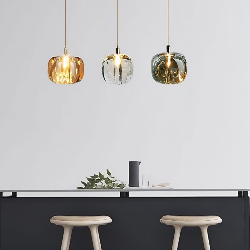 Cubie kroonluchter rookglas bol hanglamp voor kookeiland