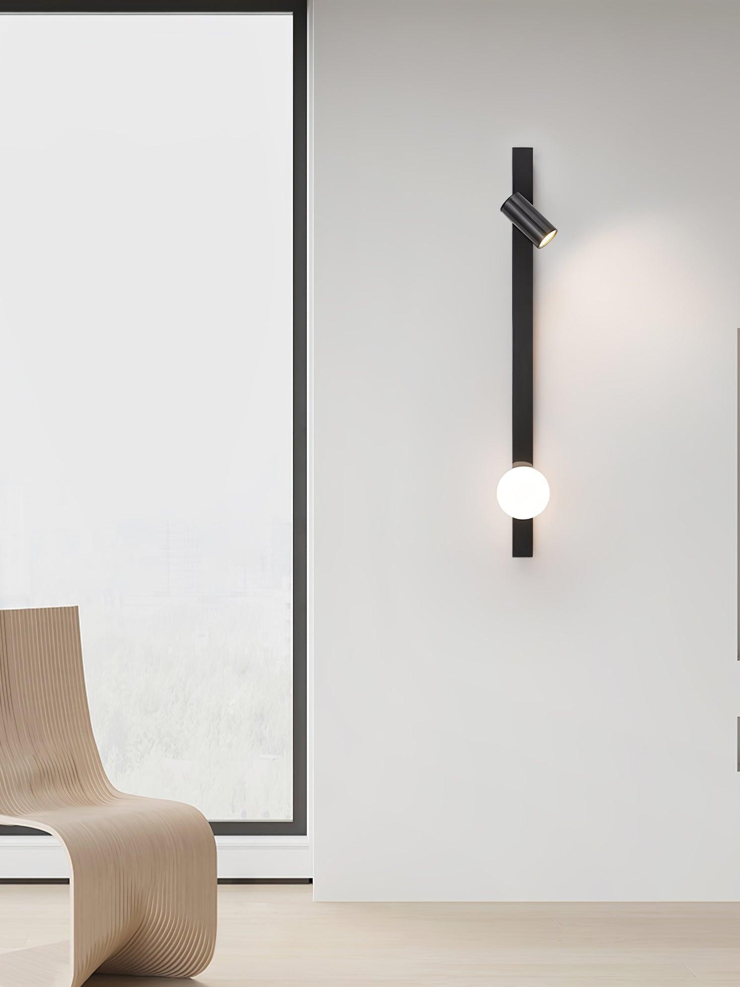 Moderne zwarte lineaire parelarm wandlamp met lange arm HL1122
