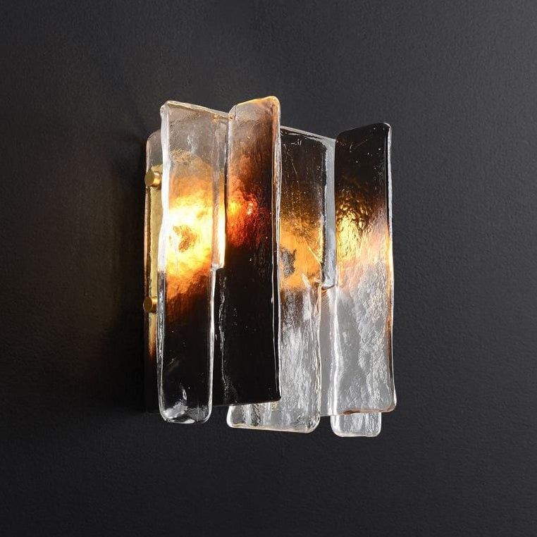 Moderne luxe rechthoekige koperen glazen wandlamp met 1 lichtpunt voor de woonkamer HL1423