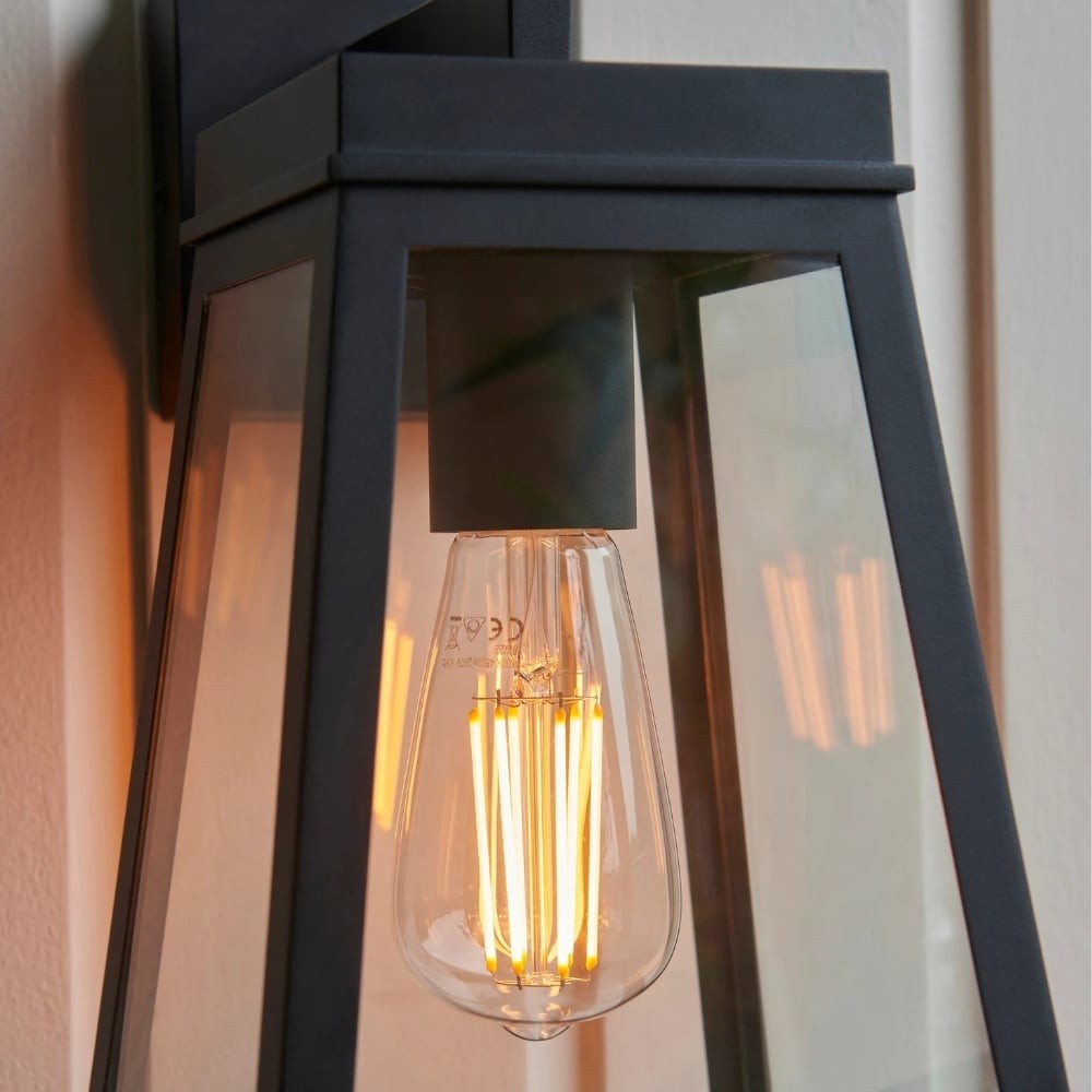 Trevanta helder glazen zwarte buitenlantaarn wandlamp - moderne buitenverlichting HL2104