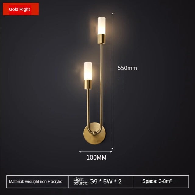 Moderne U-vormige LED-wandlamp met luster HL699