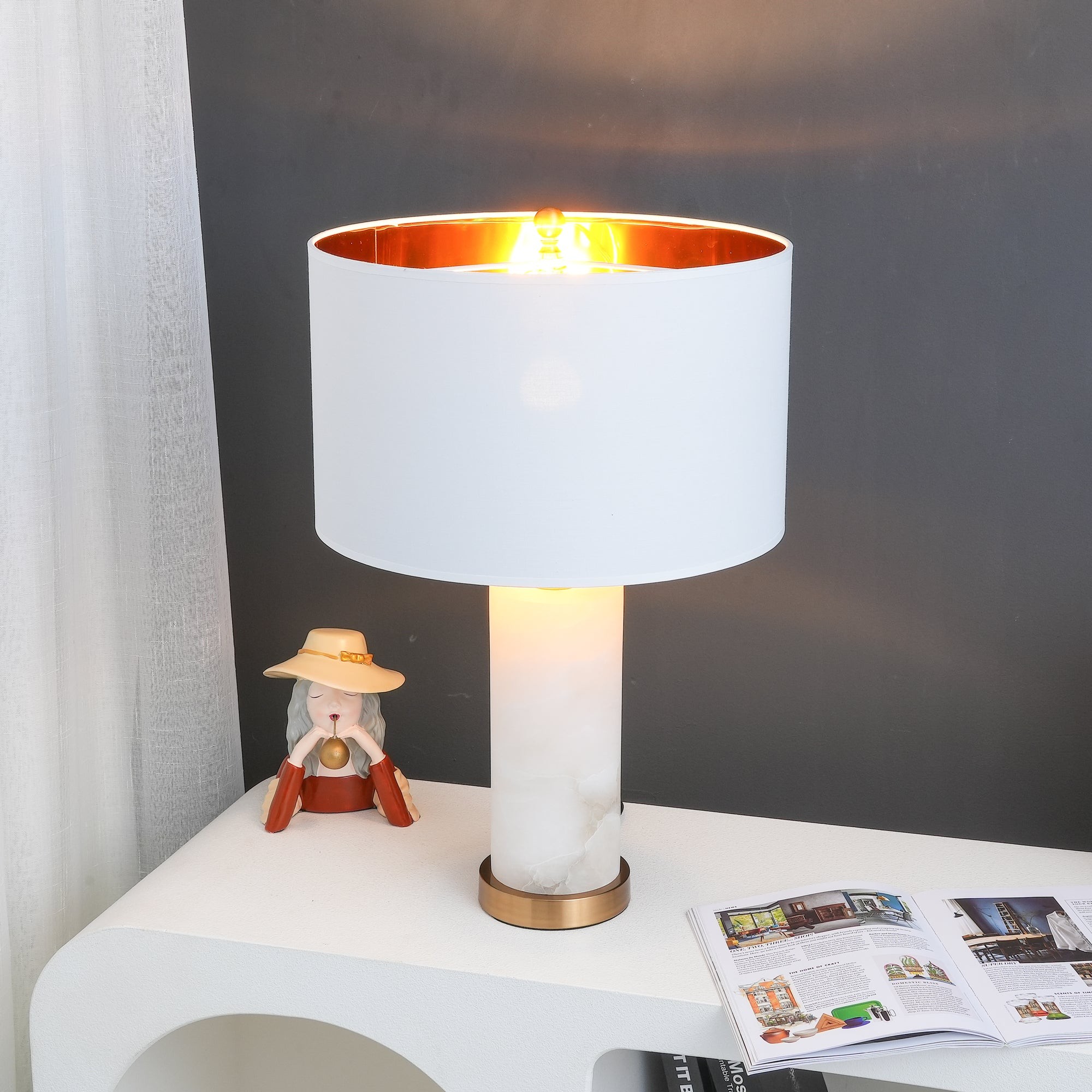 Postmoderne lichte luxe albasten tafellamp HL602
