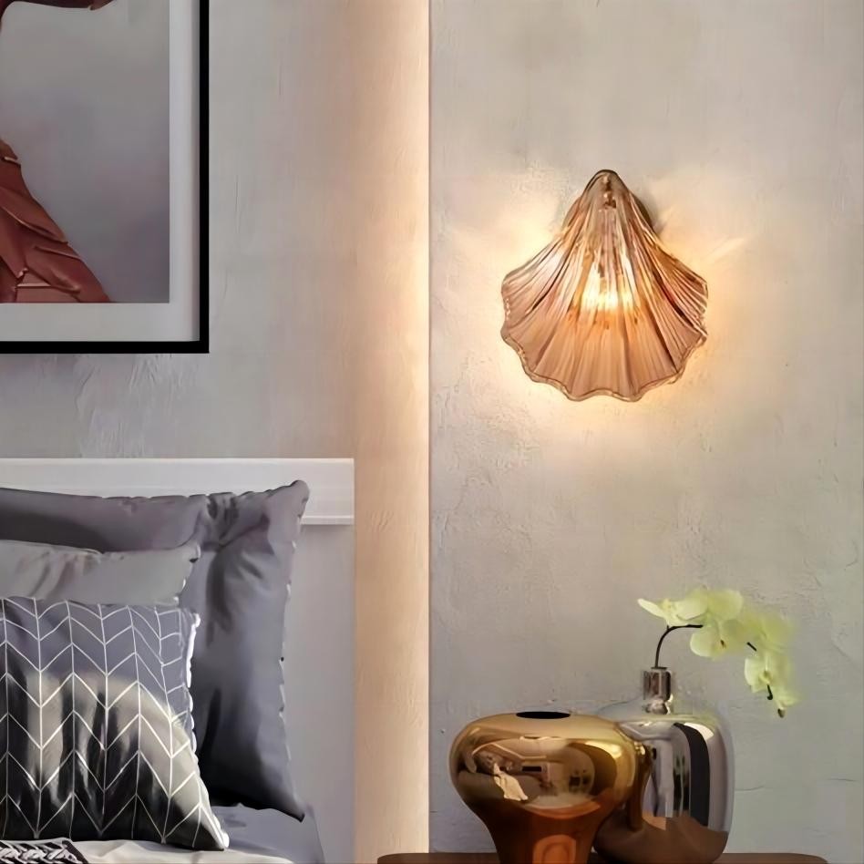 Moderne glazen design wandlamp in schelpvorm HL61