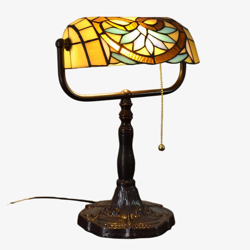 TF Tivanny Bureaulamp met bloemenmotief en glas-in-lood - Vintage tafellamp voor slaapkamer, studeerkamer of woonkamer HL3553