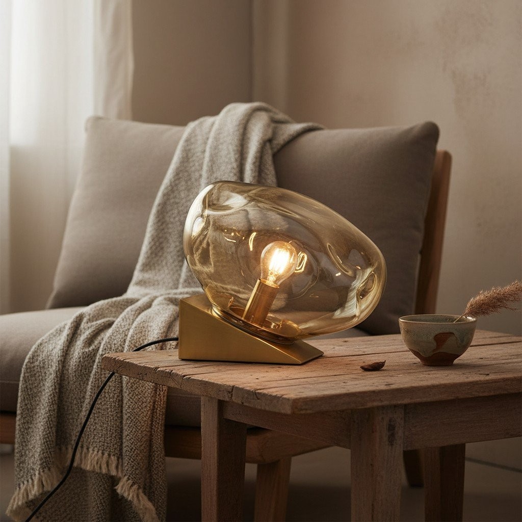 Glissora glazen tafellamp - Zachte, sculpturale glazen vorm voor woonkamer of slaapkamer HL1994