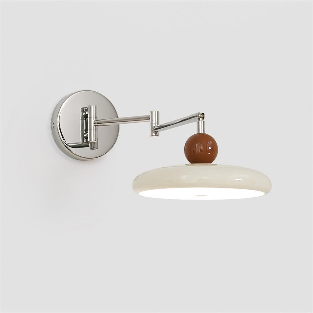 Crèmekleurige verstelbare zwenkarm schijf leeswandlamp HL606