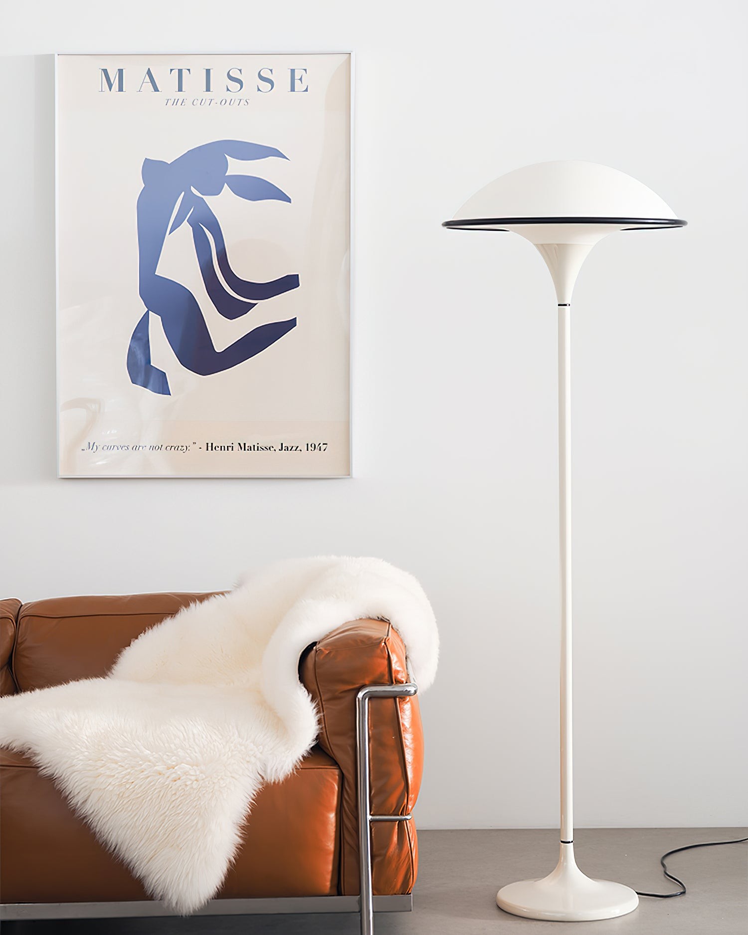 Deense Retro Witte Vliegende Schotel Vloerlamp HL424