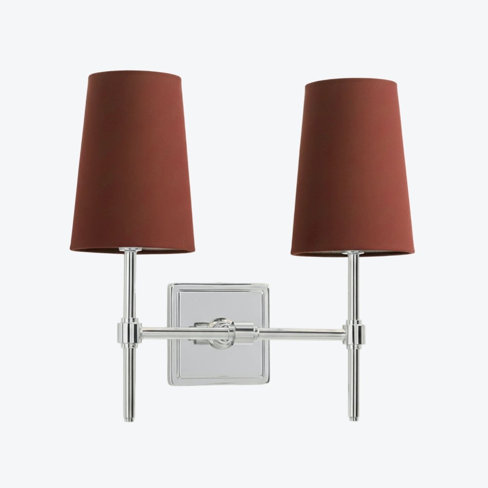 Derlina Witte Linnen Wandlamp – Retro Metalen Verlichtingsarmatuur met Meerdere Hoofden HL1433