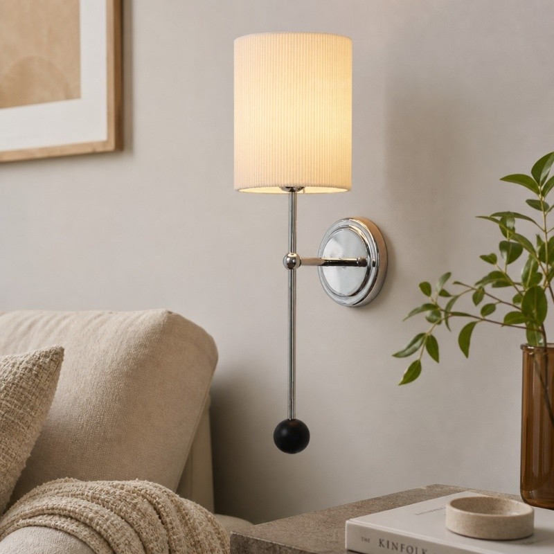 Cumoris geplooide wandlamp - Frans geïnspireerde accentlamp voor naast het bed en in de woonkamer HL3589