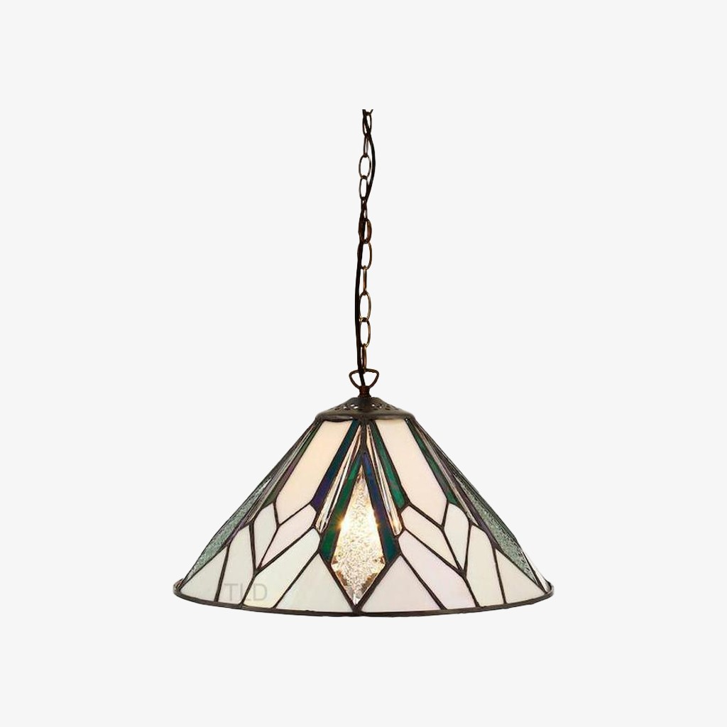TF Astoria Tiffany plafondpendel - Geometrisch glazen ontwerp met reliëf voor de woonkamer HL2236