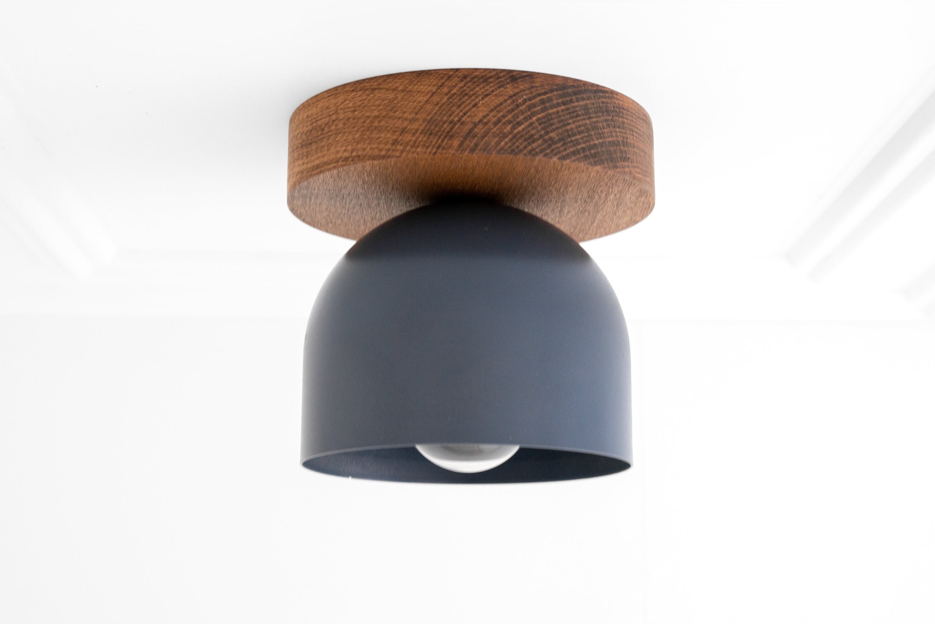 Metio Dome moderne rustieke plafondlamp - houten en metalen fusie HL1734