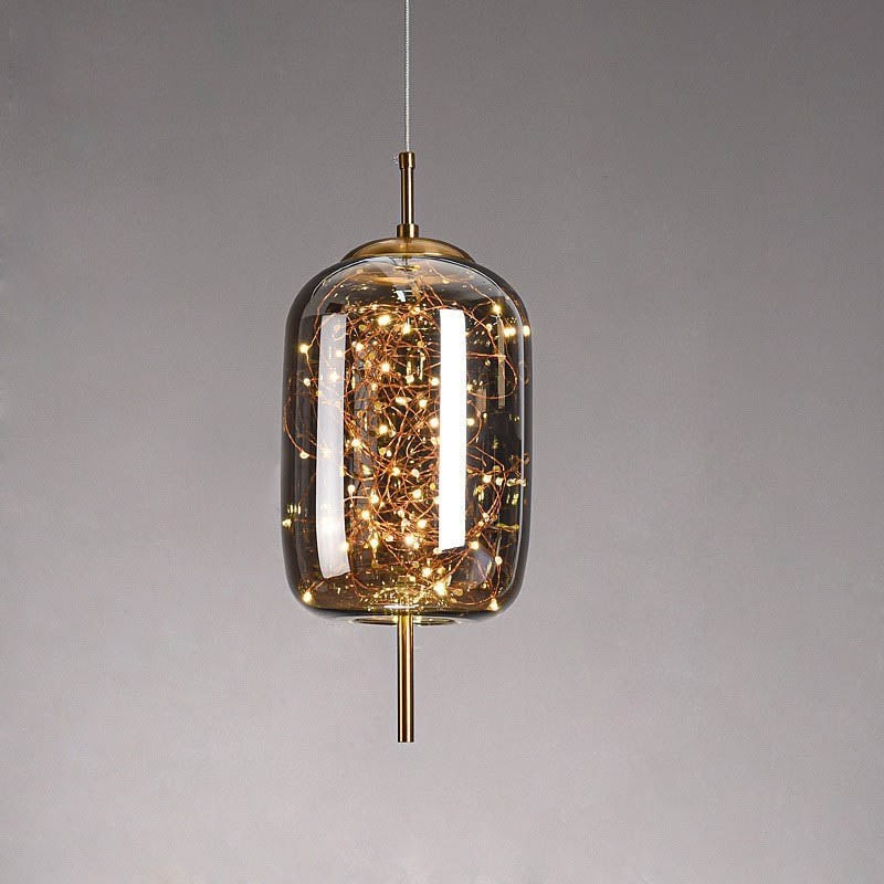 Scandinavische cilindervormige ovale glazen hanglamp HL479