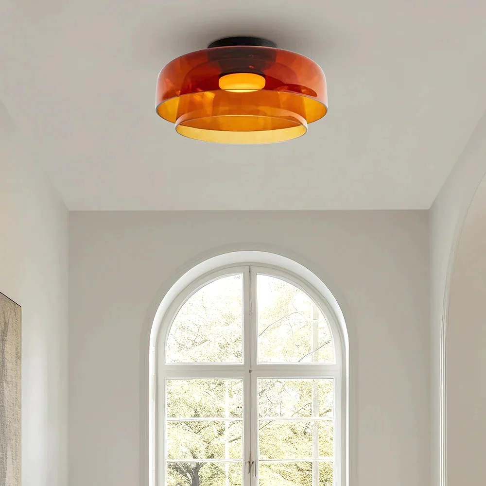 Scandinavische Glazen Schijf Plafondlamp - Noordse Macaron-stijl Lamp voor Woonkamers HL204