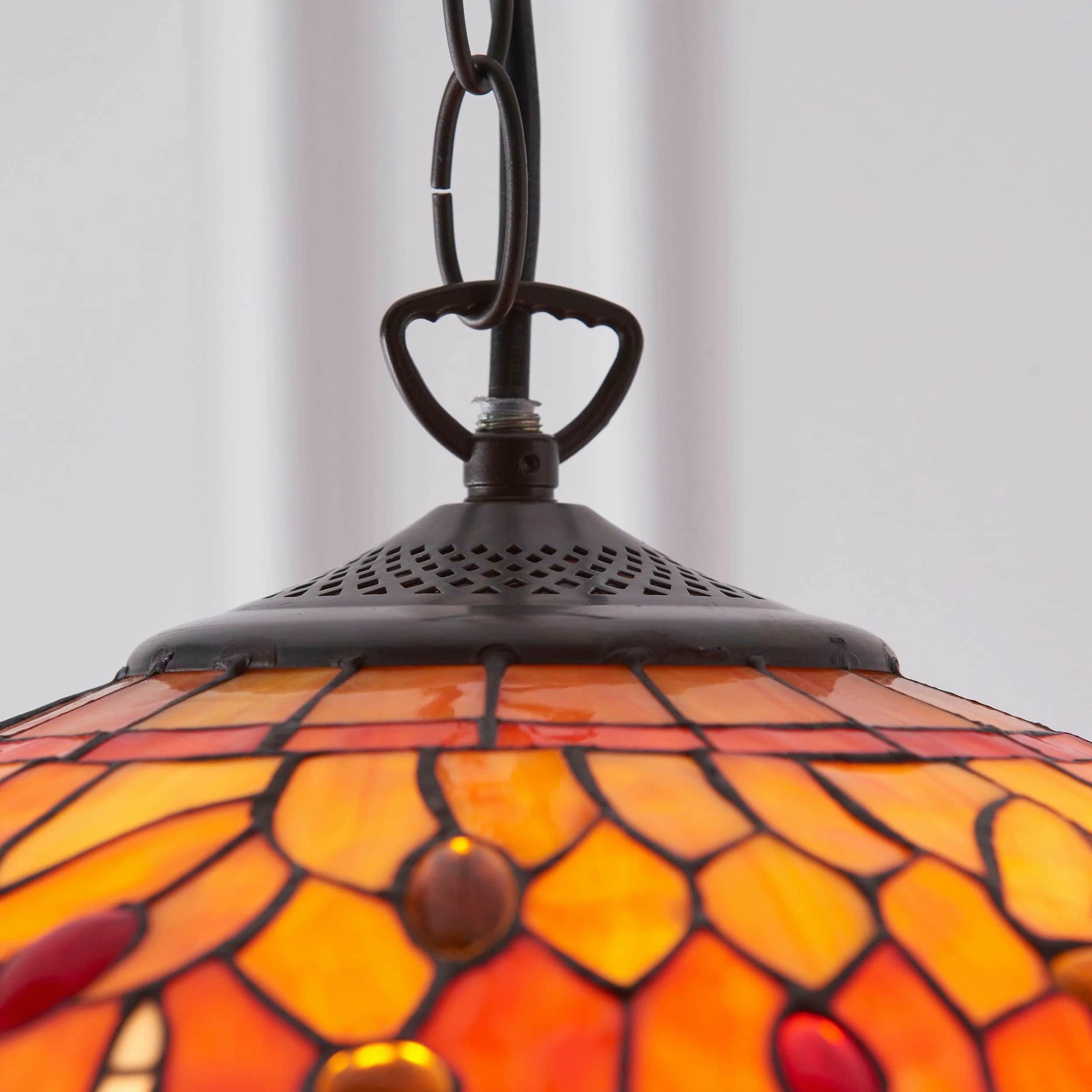 TF Dragonfly Tiffany hanglamp - Art Nouveau hanglamp met glas-in-lood voor de woonkamer HL2045