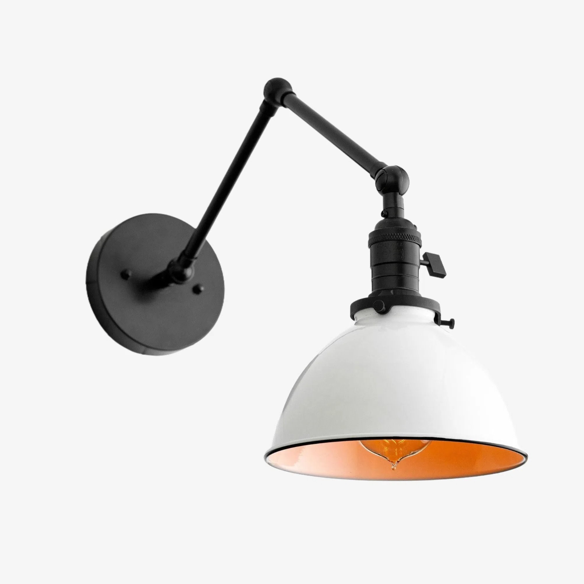 Conique metalen vintage industriële wandlamp met zwenkarm - verstelbare koepelvormige kap voor studie HL1675