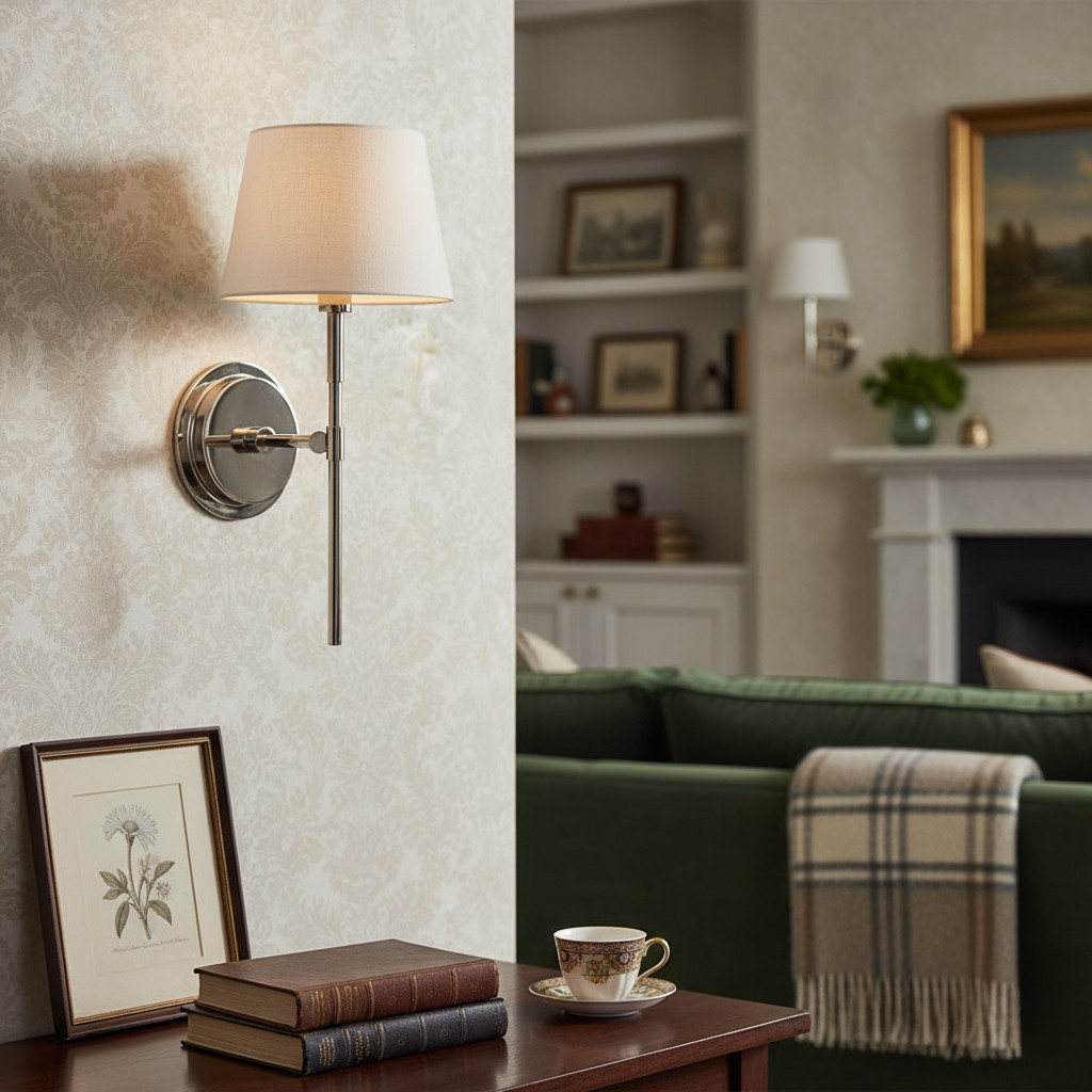 Cremaris metalen wandlamp met stoffen kap - Tijdloze wandlamp voor binnenverlichting HL2216