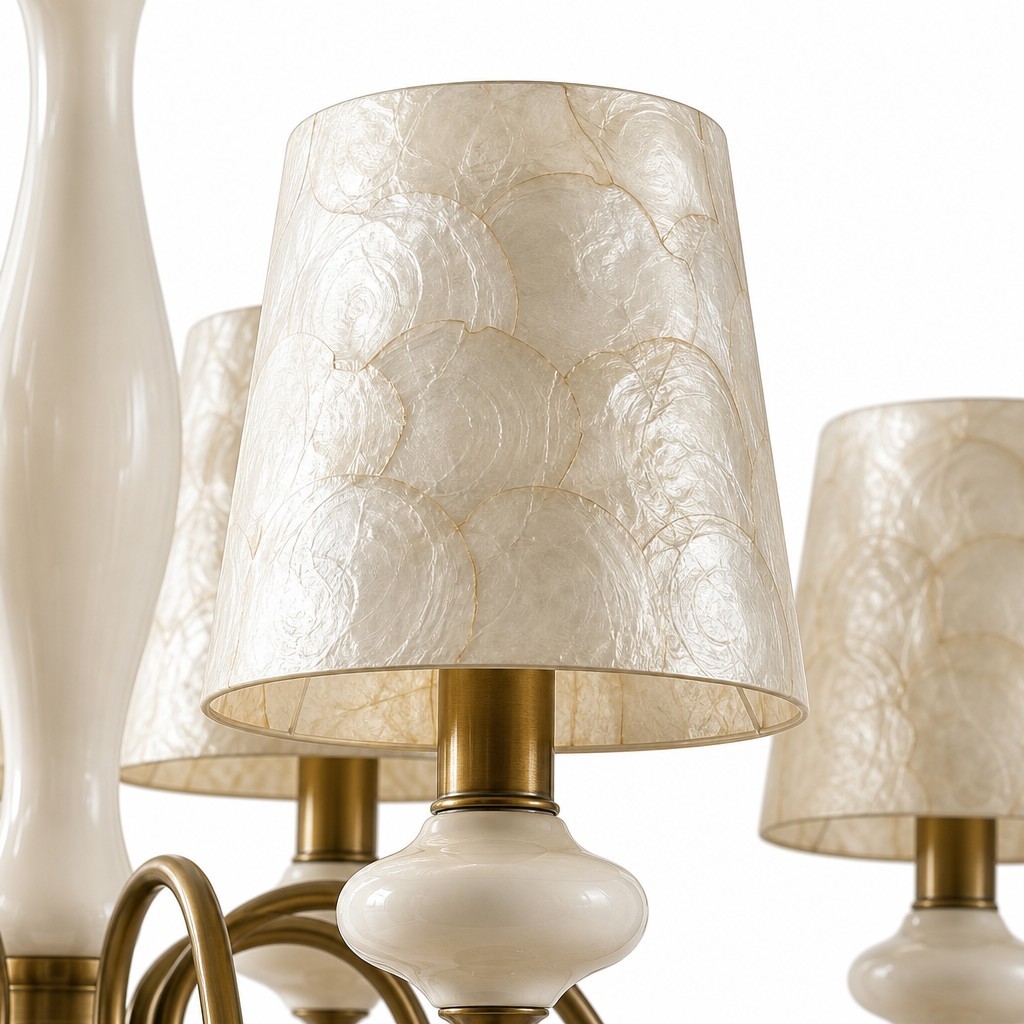 Shellure Retro Kroonluchter met Schelptextuur - Sculpturale Verlichting voor een Kustwoning HL3533