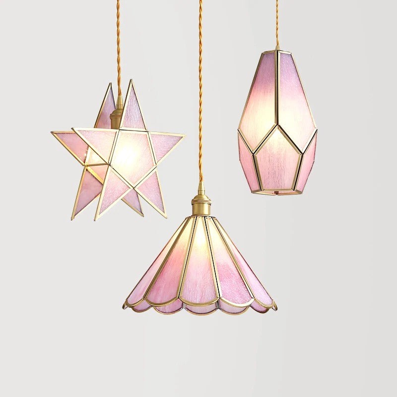 Romantische Retro Messing Glazen Hanglamp HL66