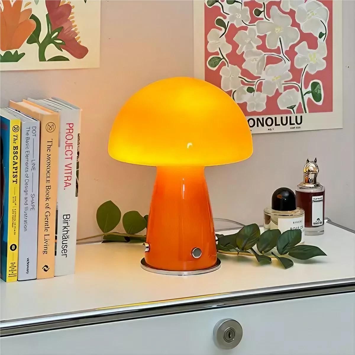 Deense Bauhaus glazen paddestoel tafellamp HL187