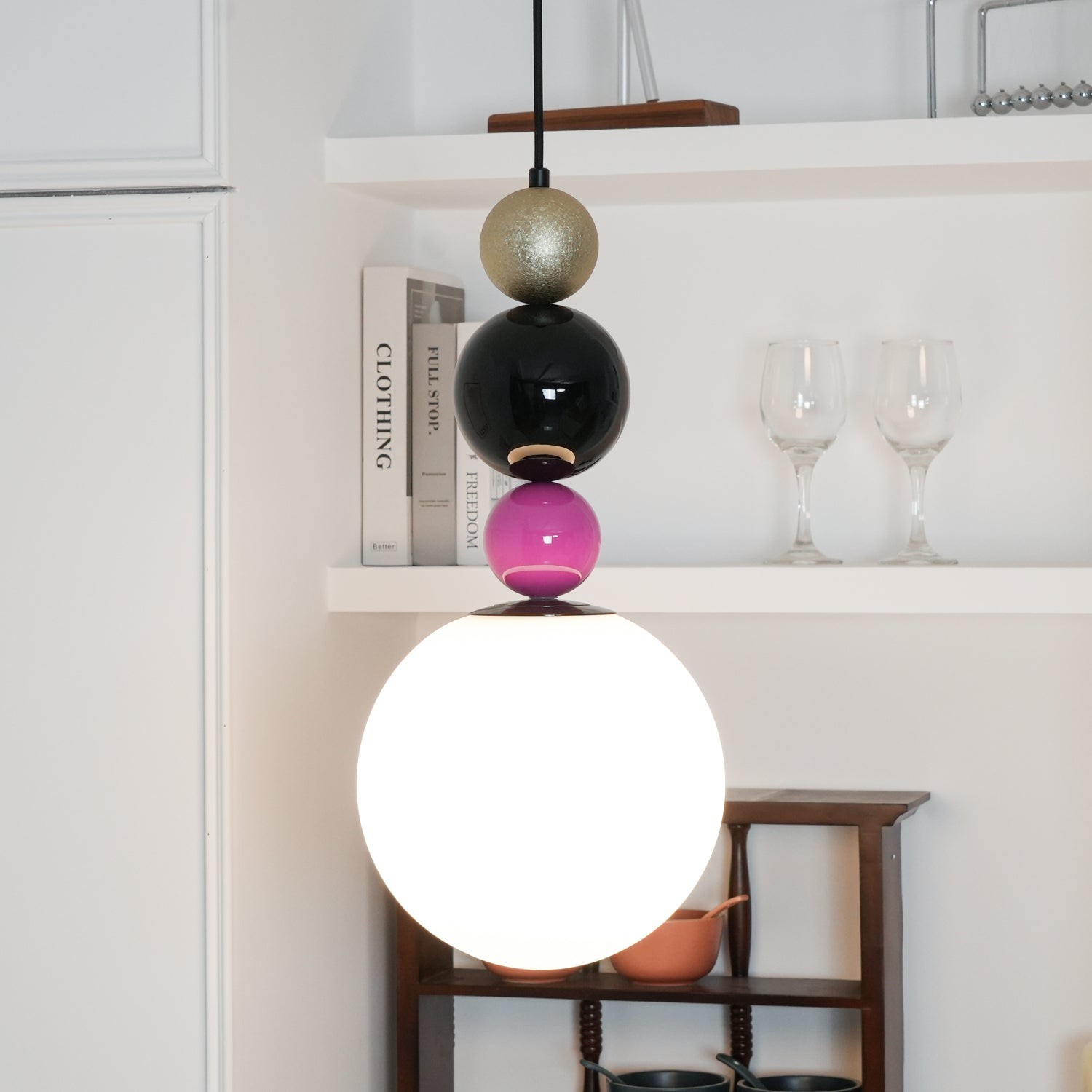 Ronde ballen stapelbare roze hanglamp HL761