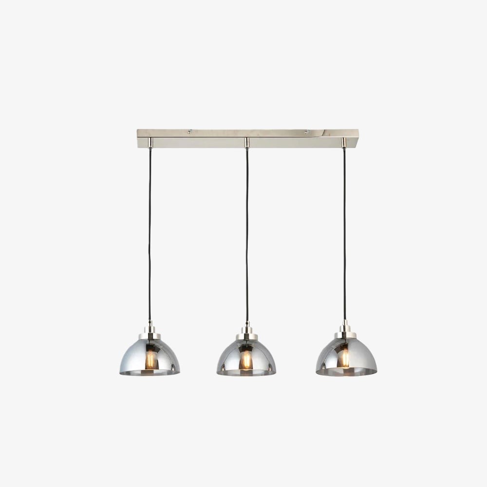 Shimmera 3-lichts lineaire hanglamp - Spiegelglazen kappen met moderne nikkelafwerking voor eetkamers HL2074
