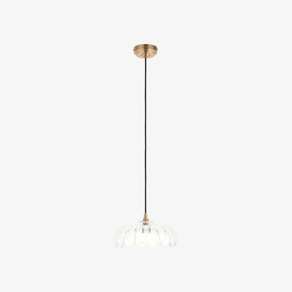 Floriaxis Hanglamp met bloemenmotief en glazen kap - Glazen kap met bloemenmotief en gevlochten kabel voor keuken of eetkamer