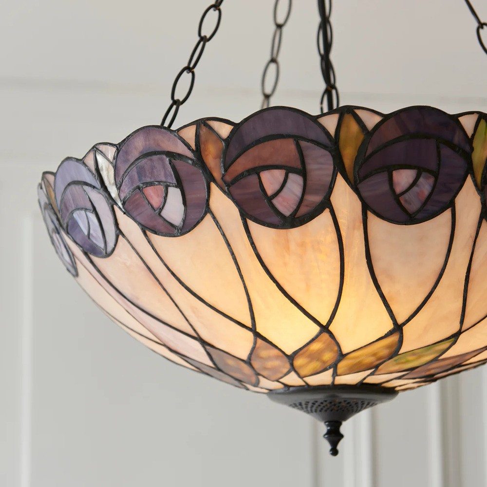 TF Hutchinson Tiffany hanglamp - Omgekeerde kunstglazen verstelbare hanglamp voor thuis HL2097
