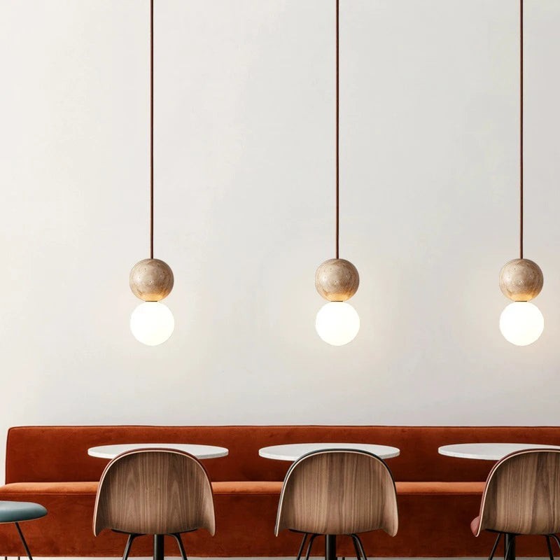 Travertijnsteen Crème Retro Minimalistische LED Hanglamp HL3466