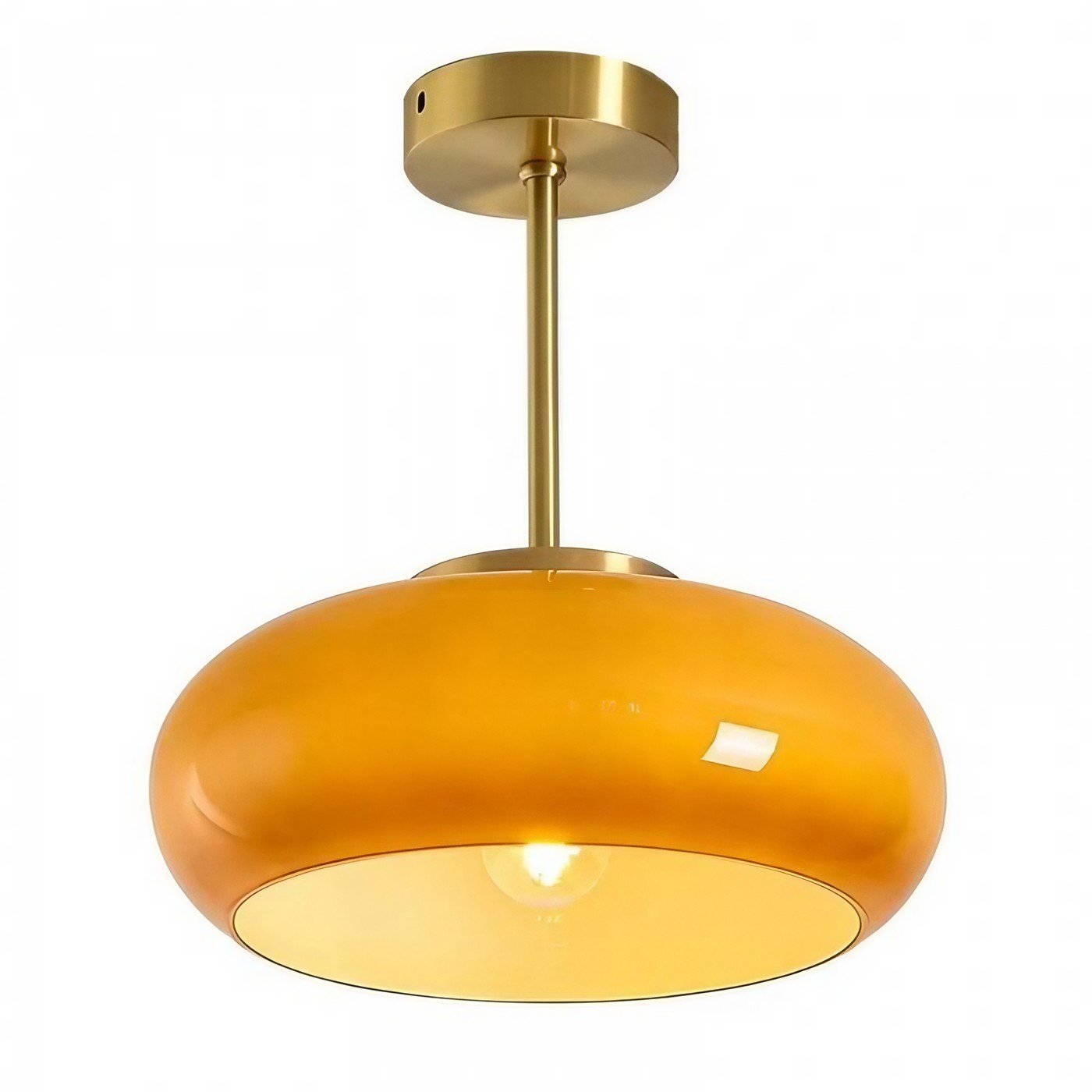 Retro messing schijf Bauhaus glazen plafondlamp HL167