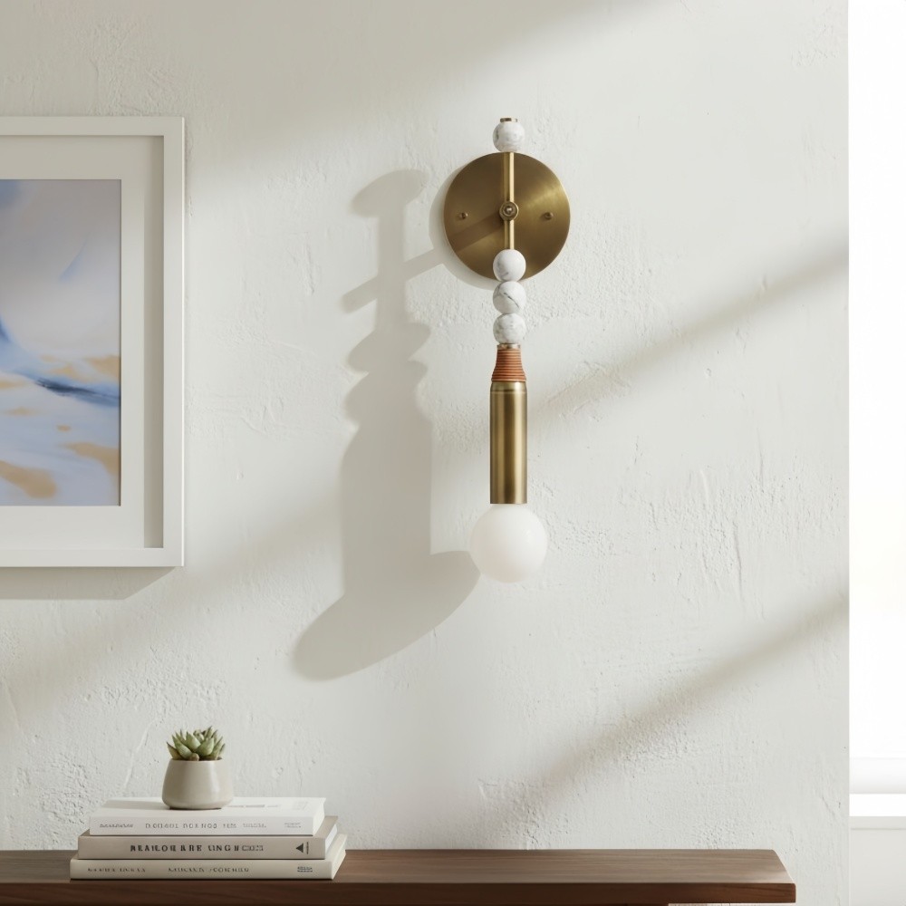 Dotmelle Moderne Wandlamp - Artistieke wandlamp van marmer en messing voor slaapkamer of hal HL2540
