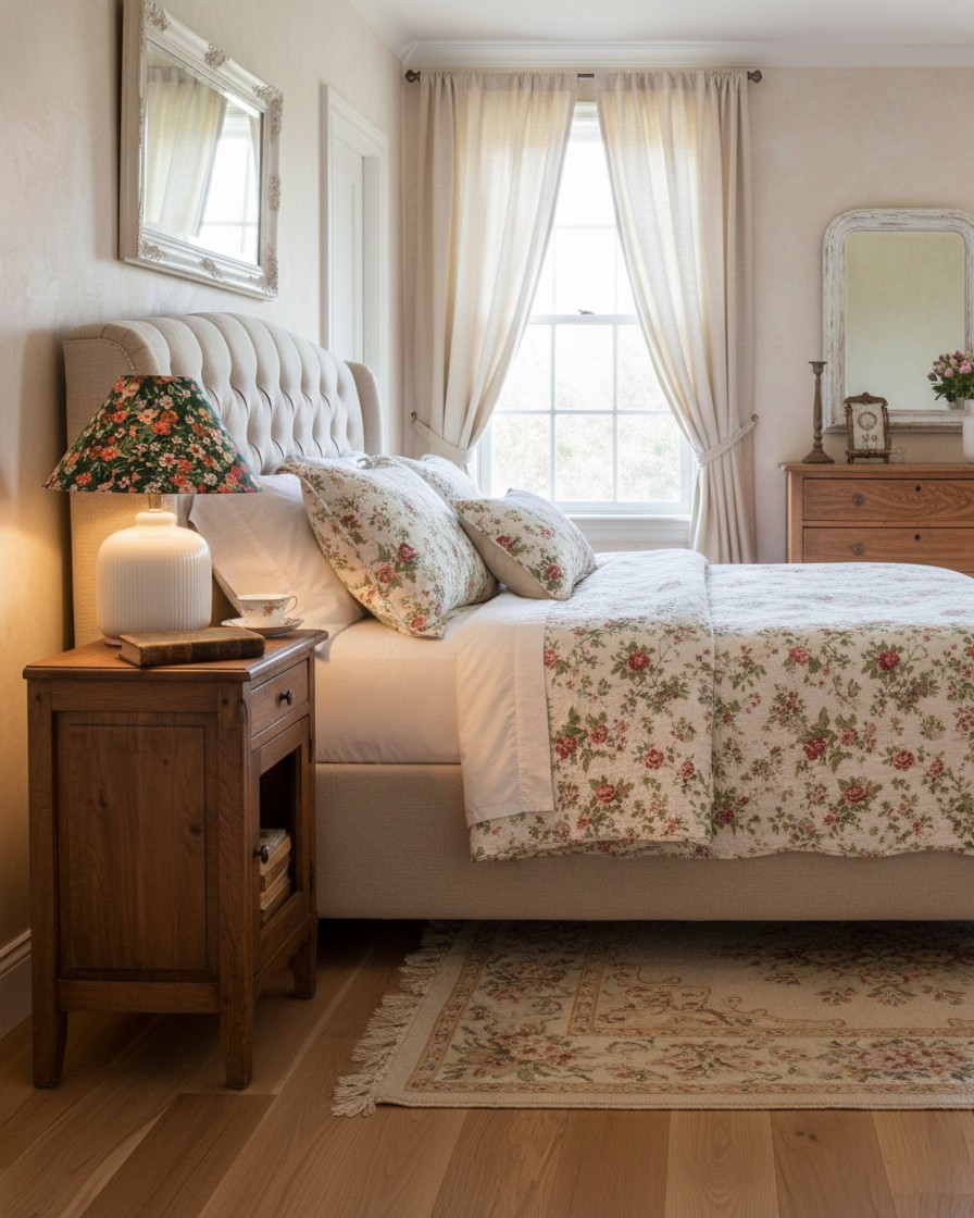 Tafellamp met groenblijvende bloemenprint HL2880