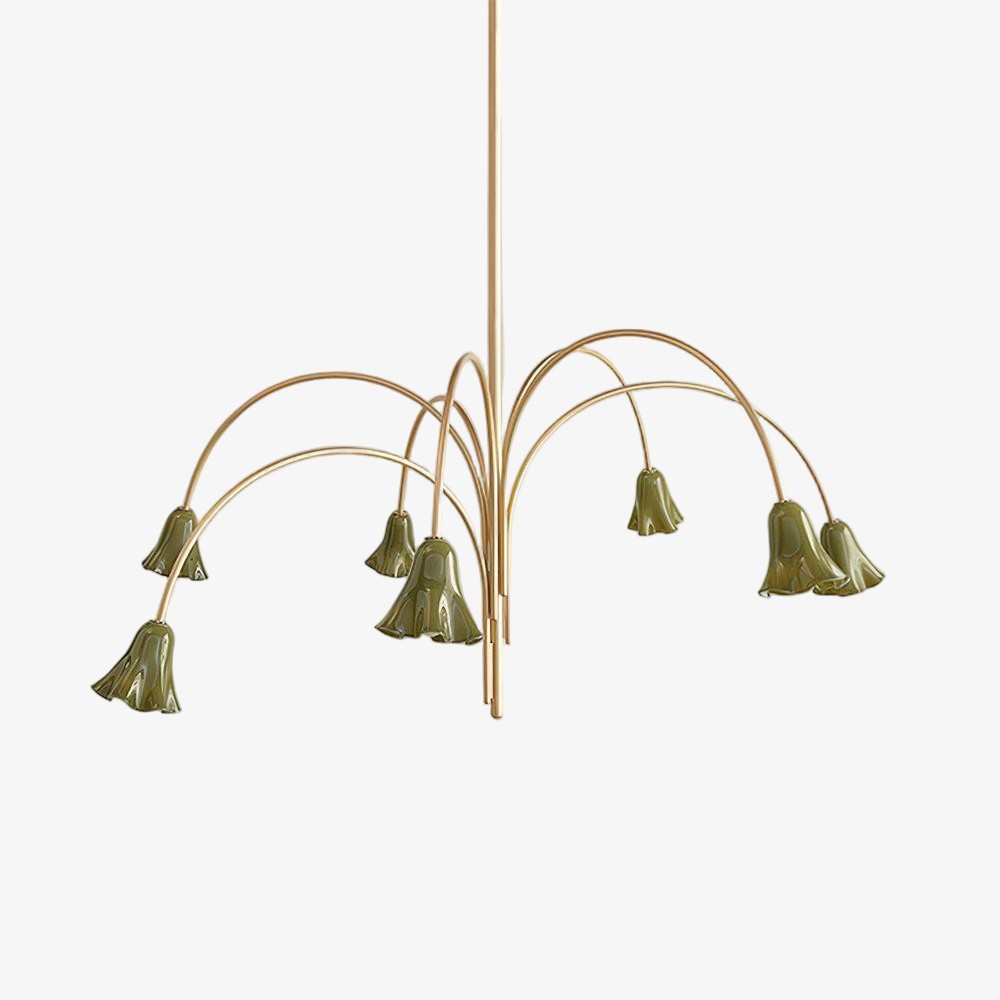 Bellina moderne romantische kroonluchter - botanisch lelie-ontwerp met glazen bloemen HL1642