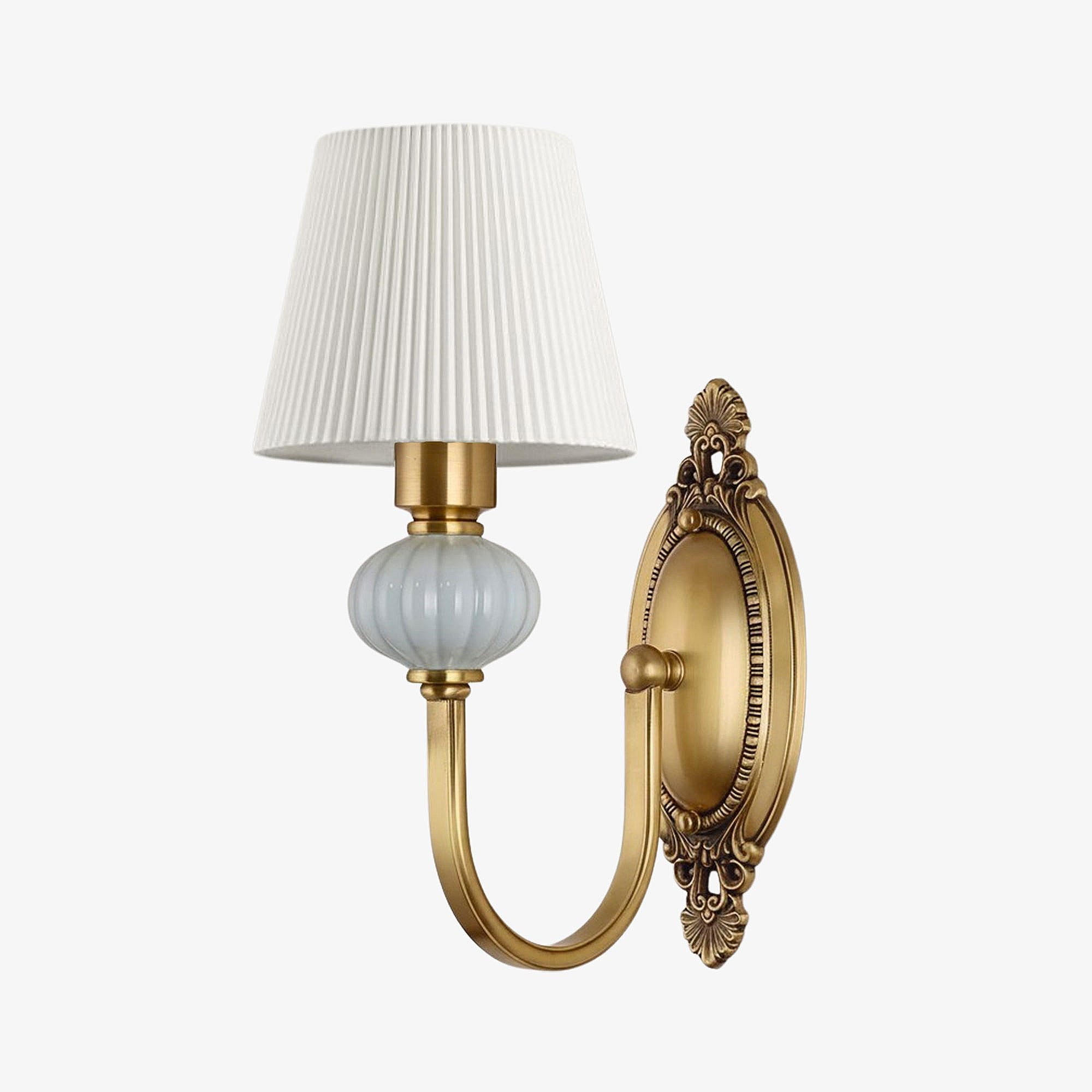 Rowanea keramische wandlamp met stoffen kap en metalen afwerking - Moderne halverlichting in landelijke stijl HL2409