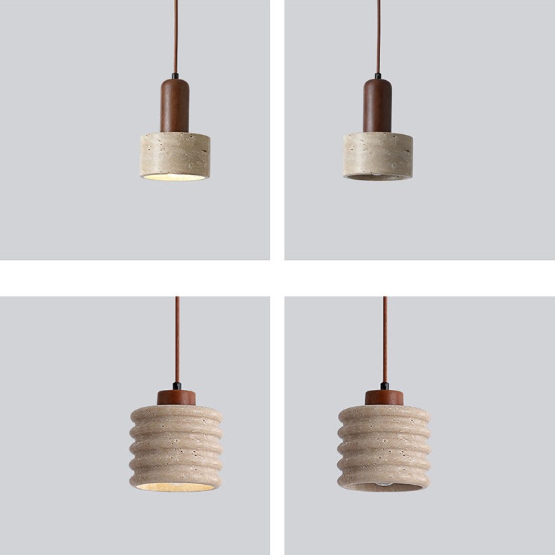 Traditionele retro cilindrische hanglamp van massief hout HL868