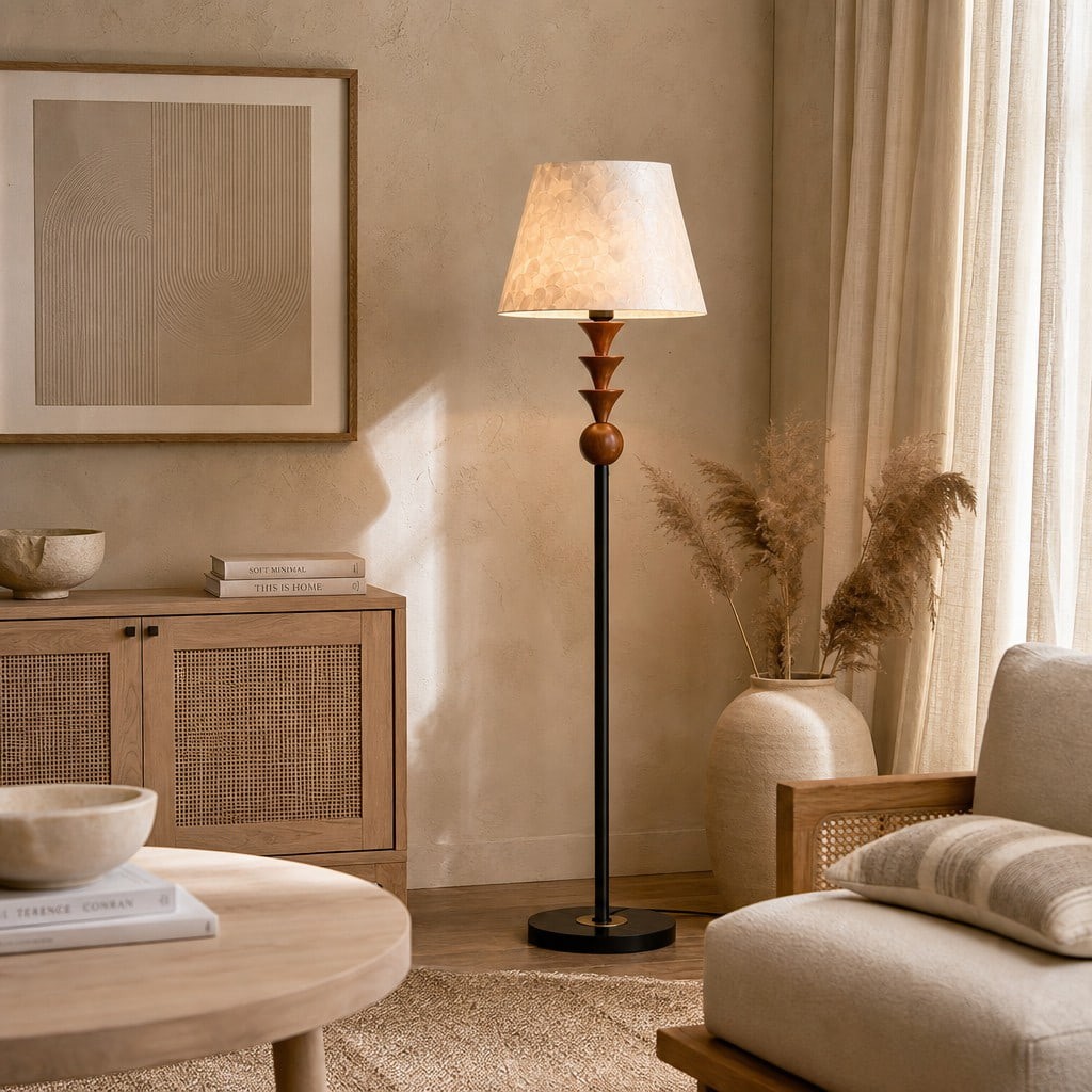 Micahell Moderne Vloerlamp - Trapsgewijze Schelpkap Staande Lamp voor Slaapkamer HL3525
