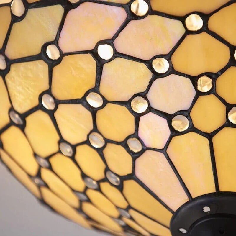 TF Pearl handgemaakte Tiffany plafondlamp - Art Deco glas-in-loodlamp voor hal of woonkamer HL2194