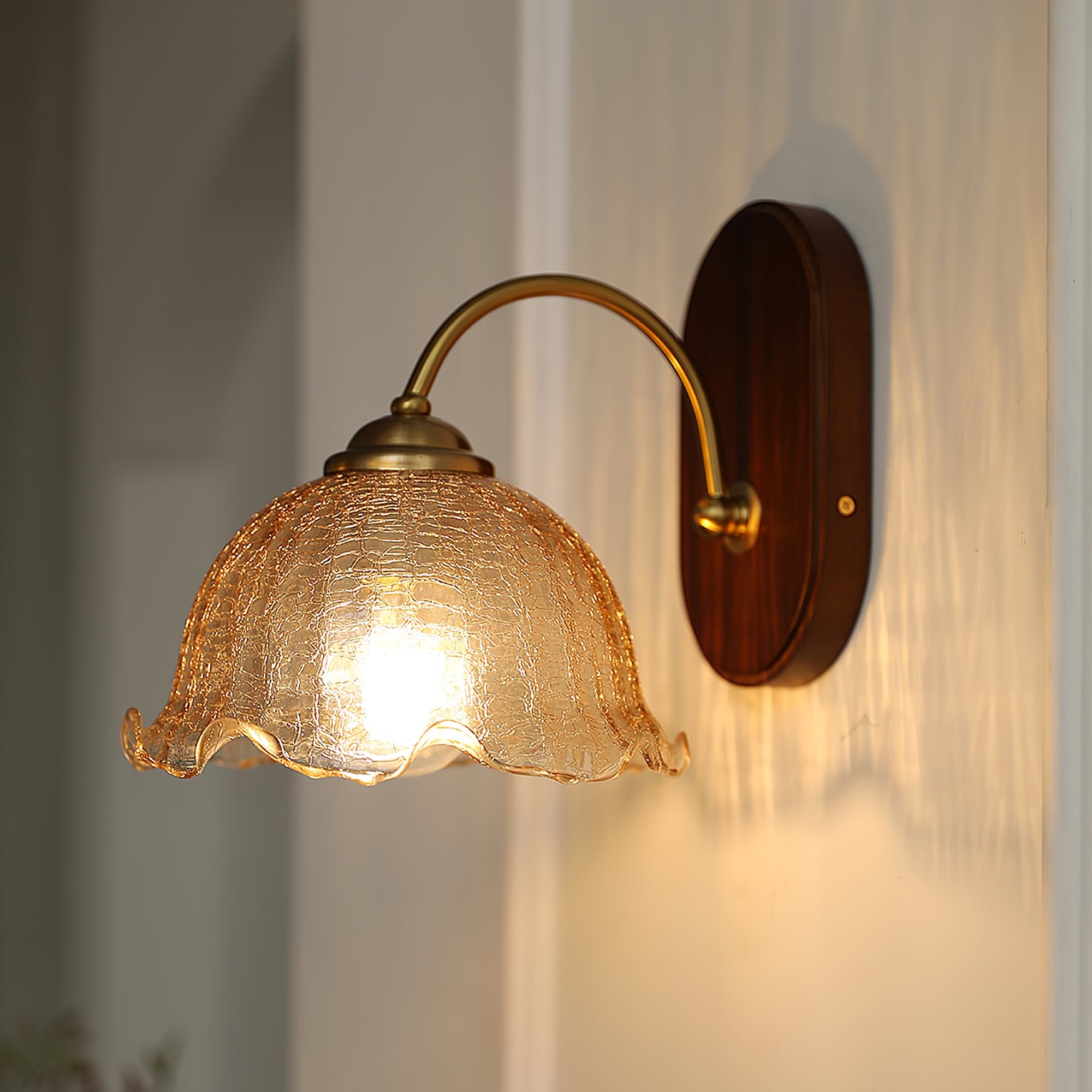Mid Century Vintage Bloem Glazen Wandlamp HL24