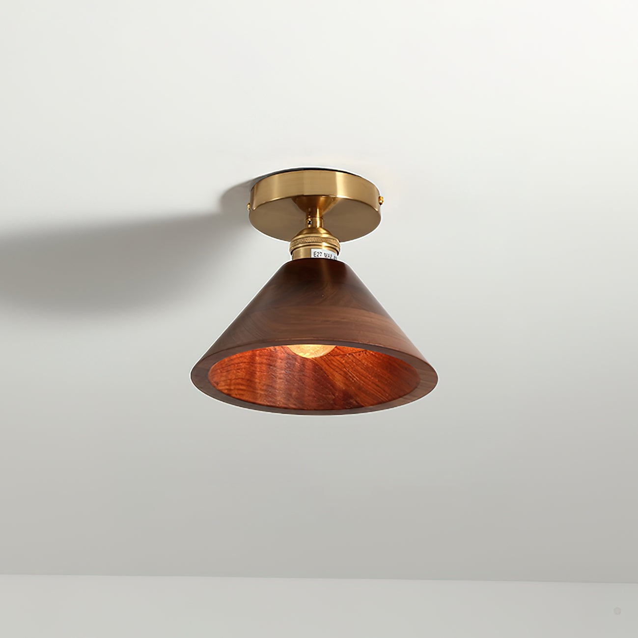Plafondlamp met kraag van hout HL2788
