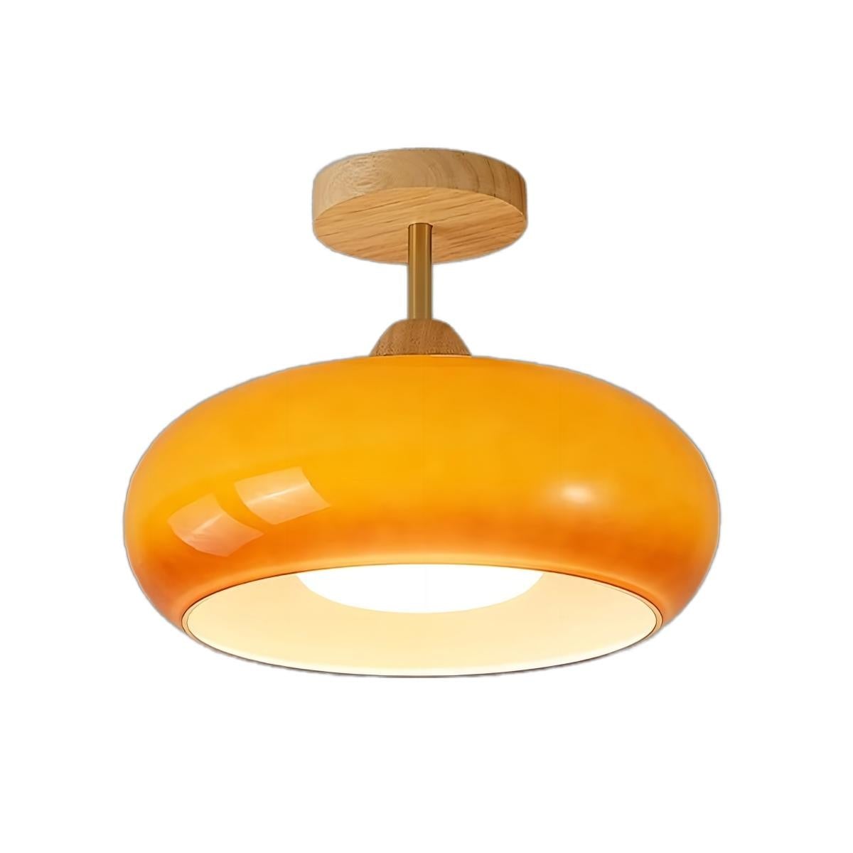 Vintage Bauhaus Glazen Schijfplafondlamp HL153