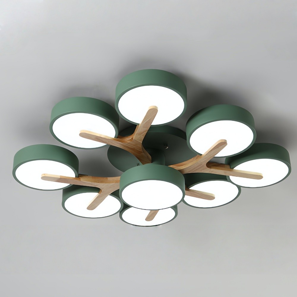 Nordic Disc Wood Plafondlamp - LED Semi-Flush Mount voor Slaapkamer HL1353