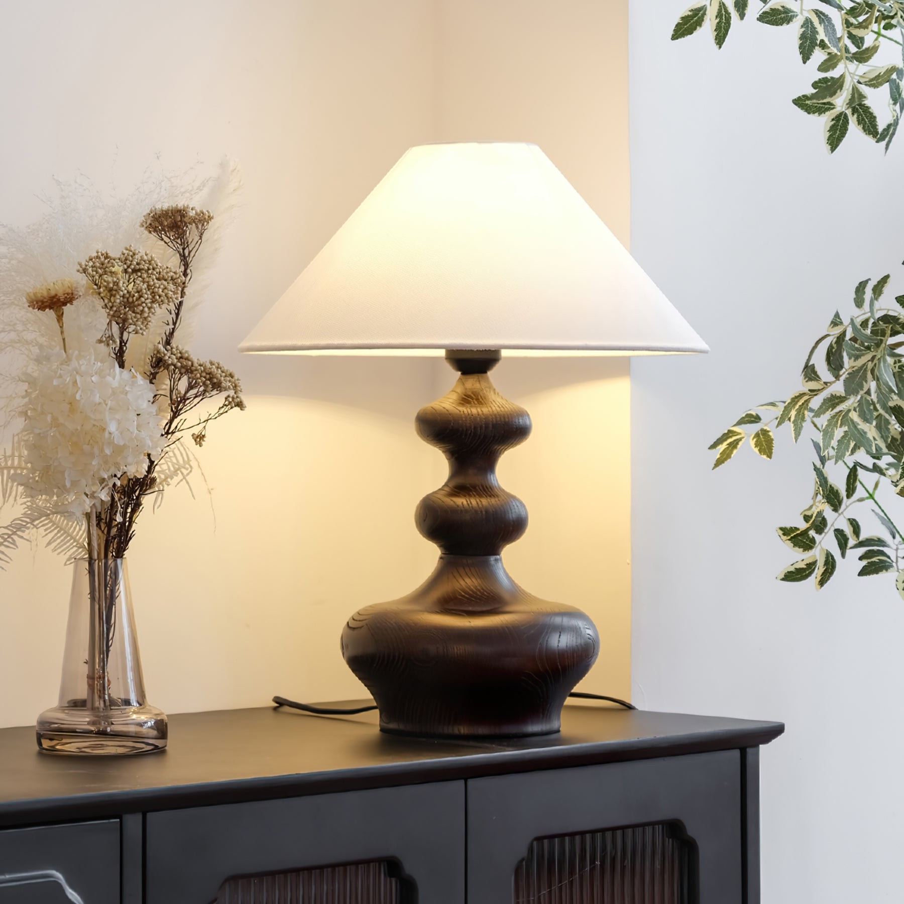 Nordic Retro Massief Houten Tafellamp HL472