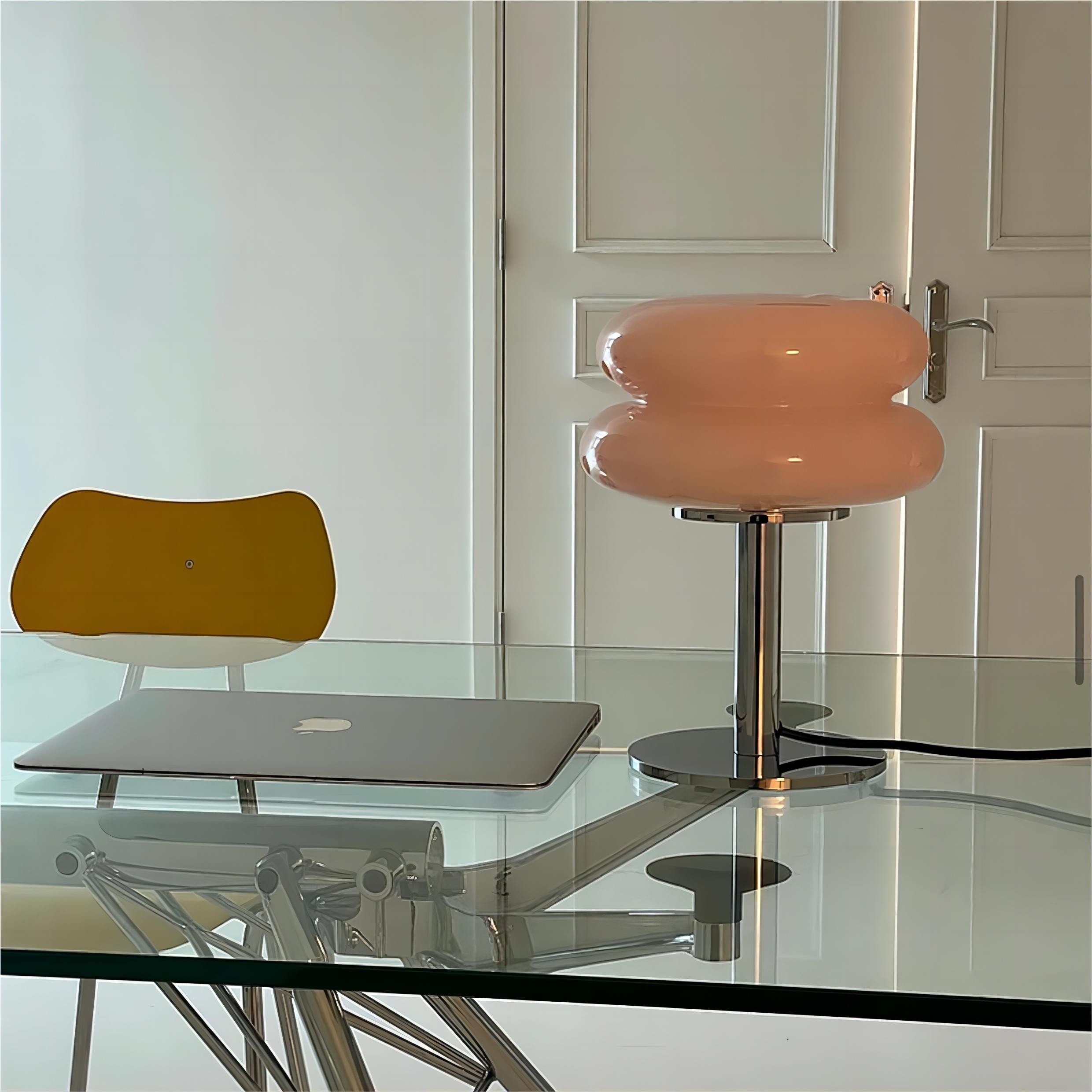 Bauhaus Dubbele Glazen Tafellamp - Sculpturale Gelaagde Nachtlamp voor Slaapkamer en Bureau HL22