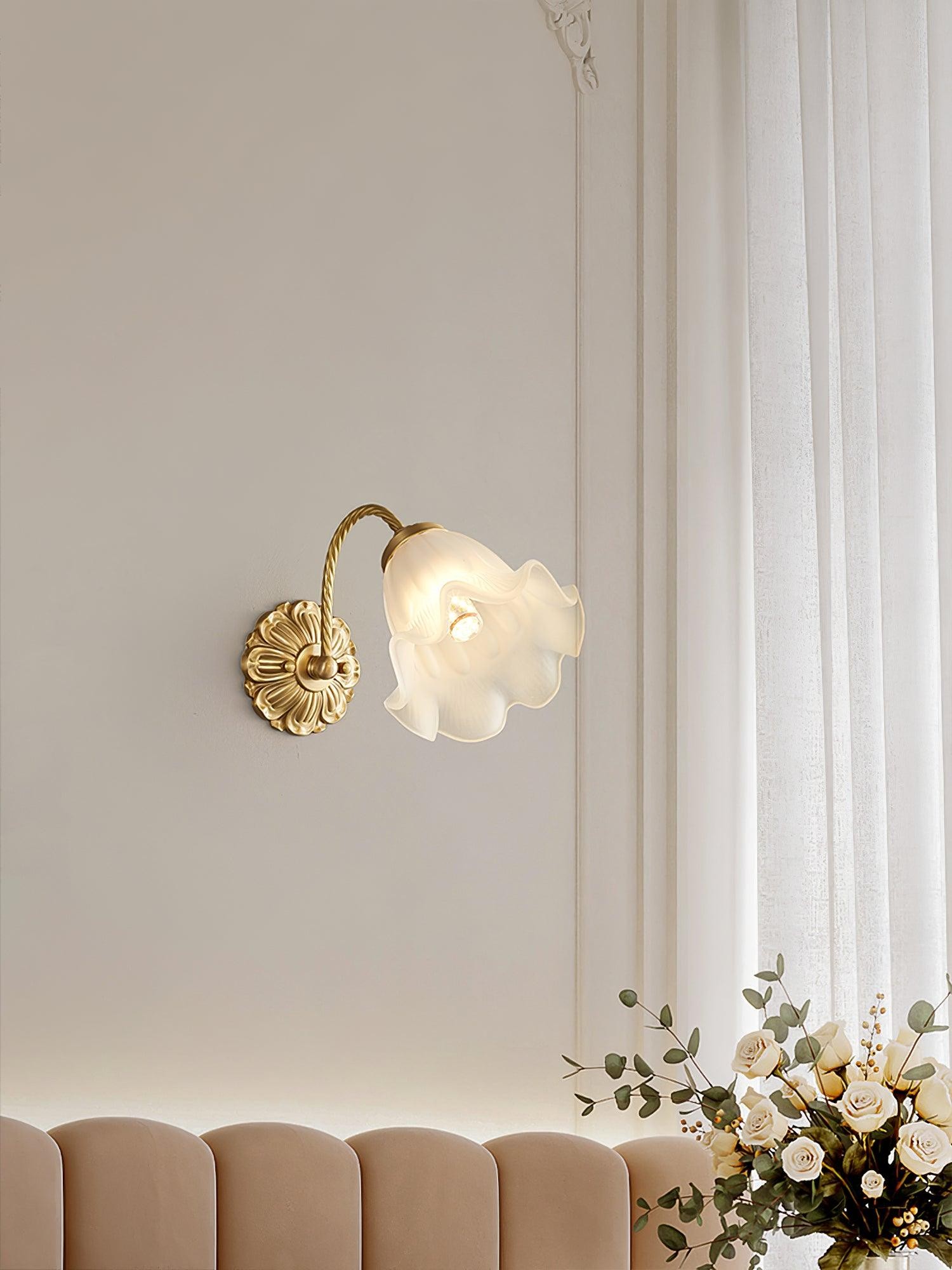 Nordic Modern Retro Elegant Bloem Messing Glas Wandlamp HL393