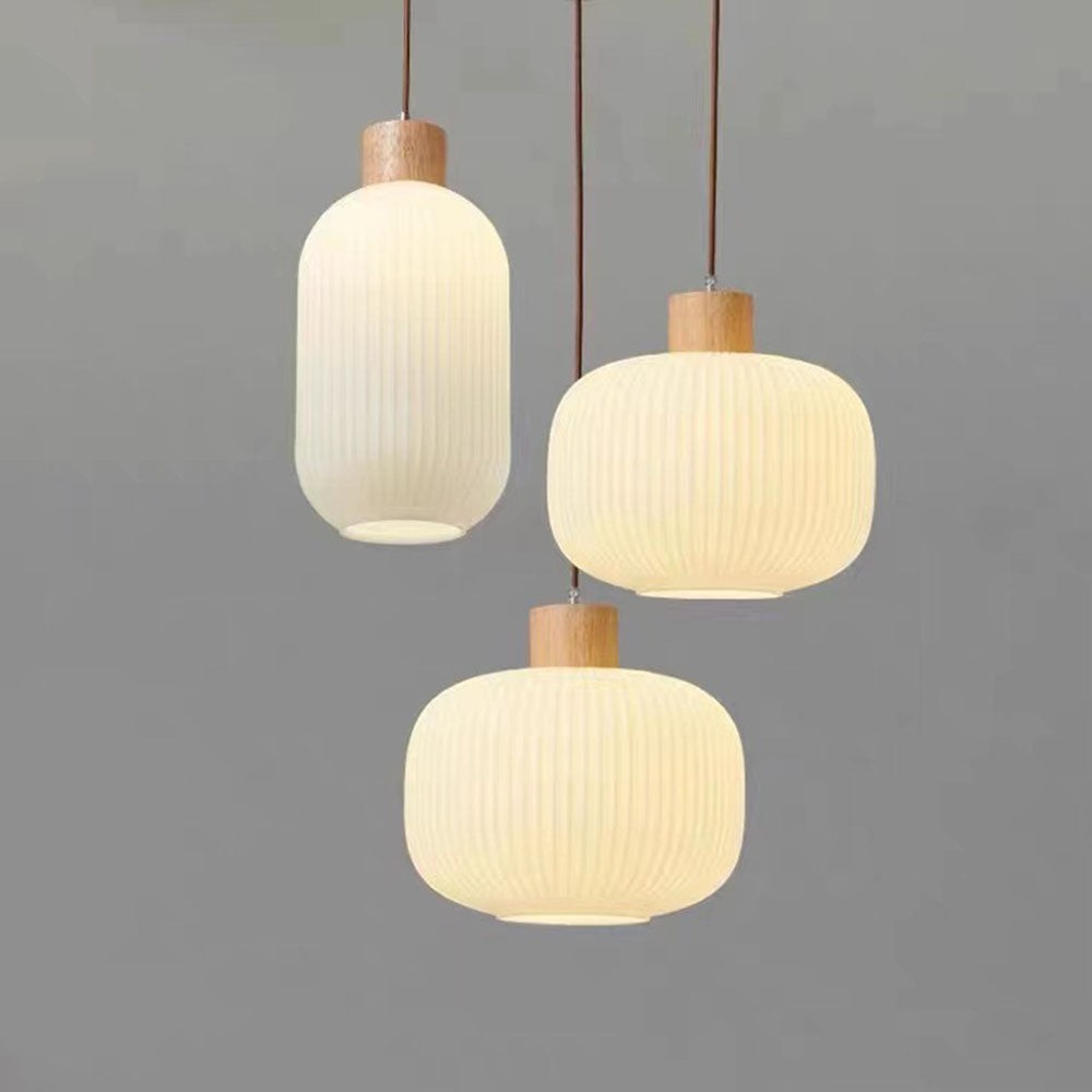 Nordic witte lantaarnachtige glazen hanglamp HL666