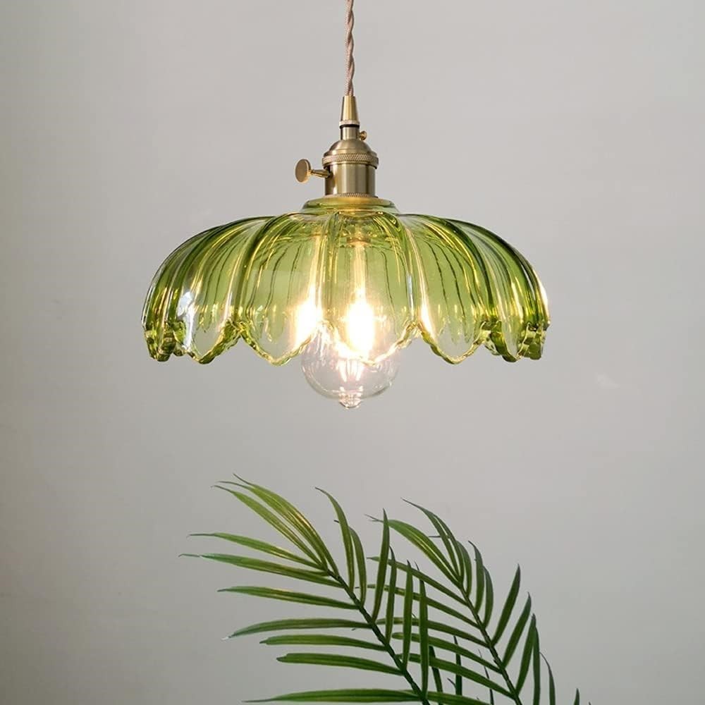 Vintage rustieke bloemblaadjesknoppen glazen hanglamp HL201