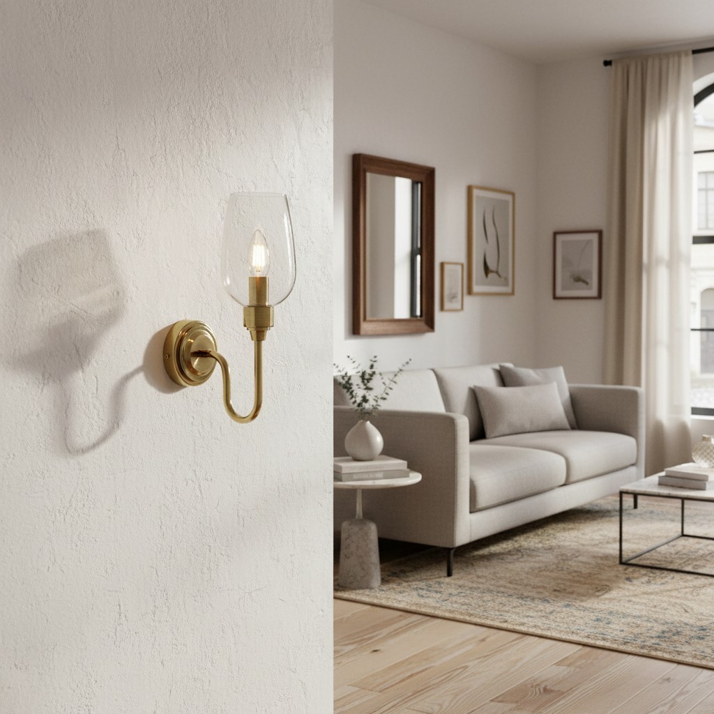 Clarione Art Deco wandlamp met transparante glazen kap - Modern metalen ontwerp voor gangen HL2112