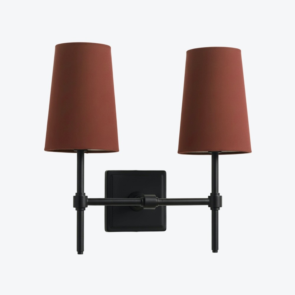 Derlina Witte Linnen Wandlamp – Retro Metalen Verlichtingsarmatuur met Meerdere Hoofden HL1433