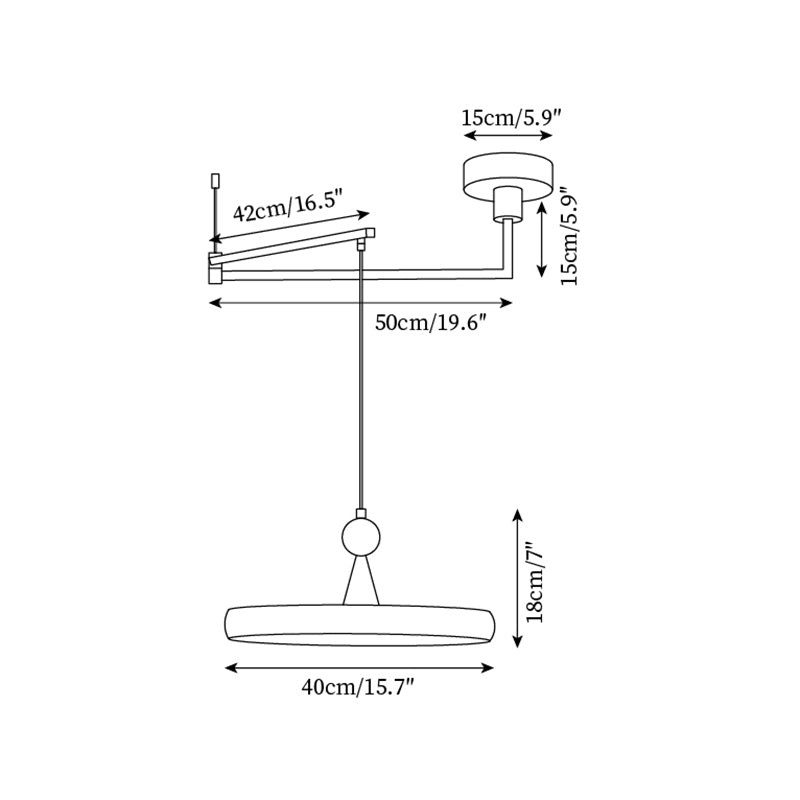 Moderne schijfvormige hanglamp met zwenkarm HL1071